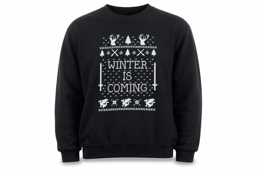 Gildan Mens Black Medium Pullover Sweatshirt Winter Is Coming Graphic