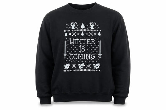 Gildan Mens Black Medium Pullover Sweatshirt Winter Is Coming Graphic