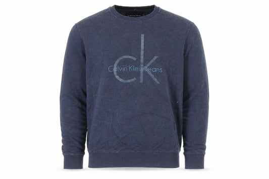 Calvin Klein Jeans Men's Blue Logo Crew Neck Pullover Sweatshirt L