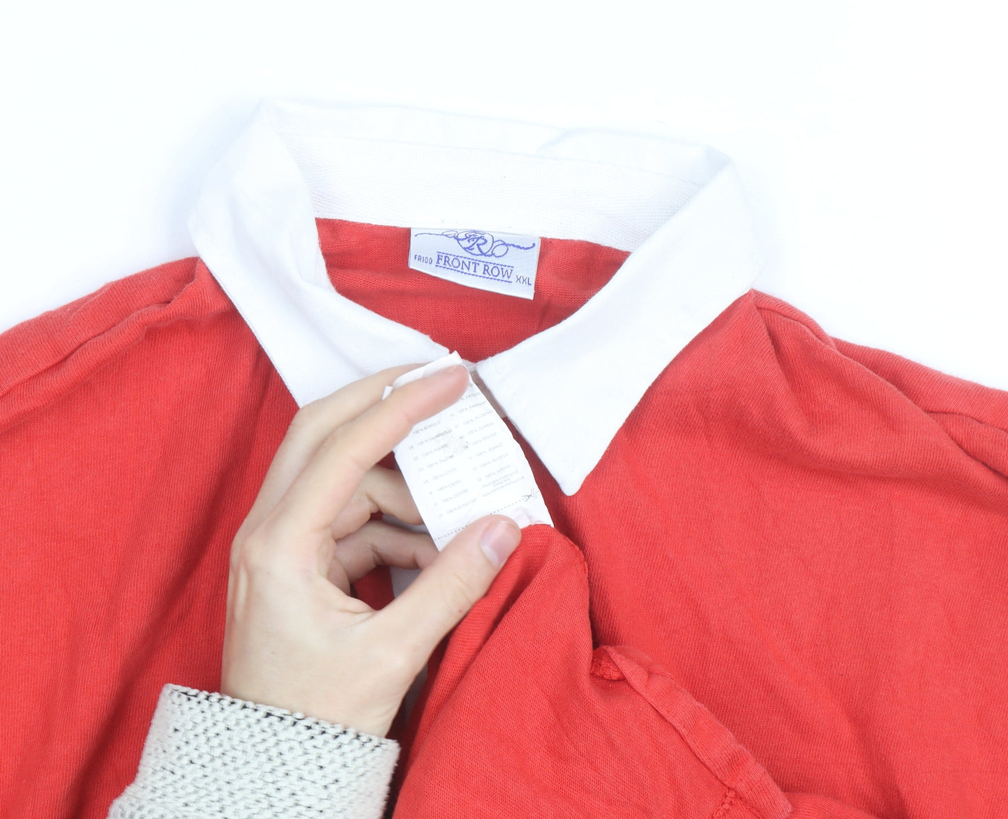 Front Row Men's Red Cotton Long Sleeve Rugby Shirt 2XL