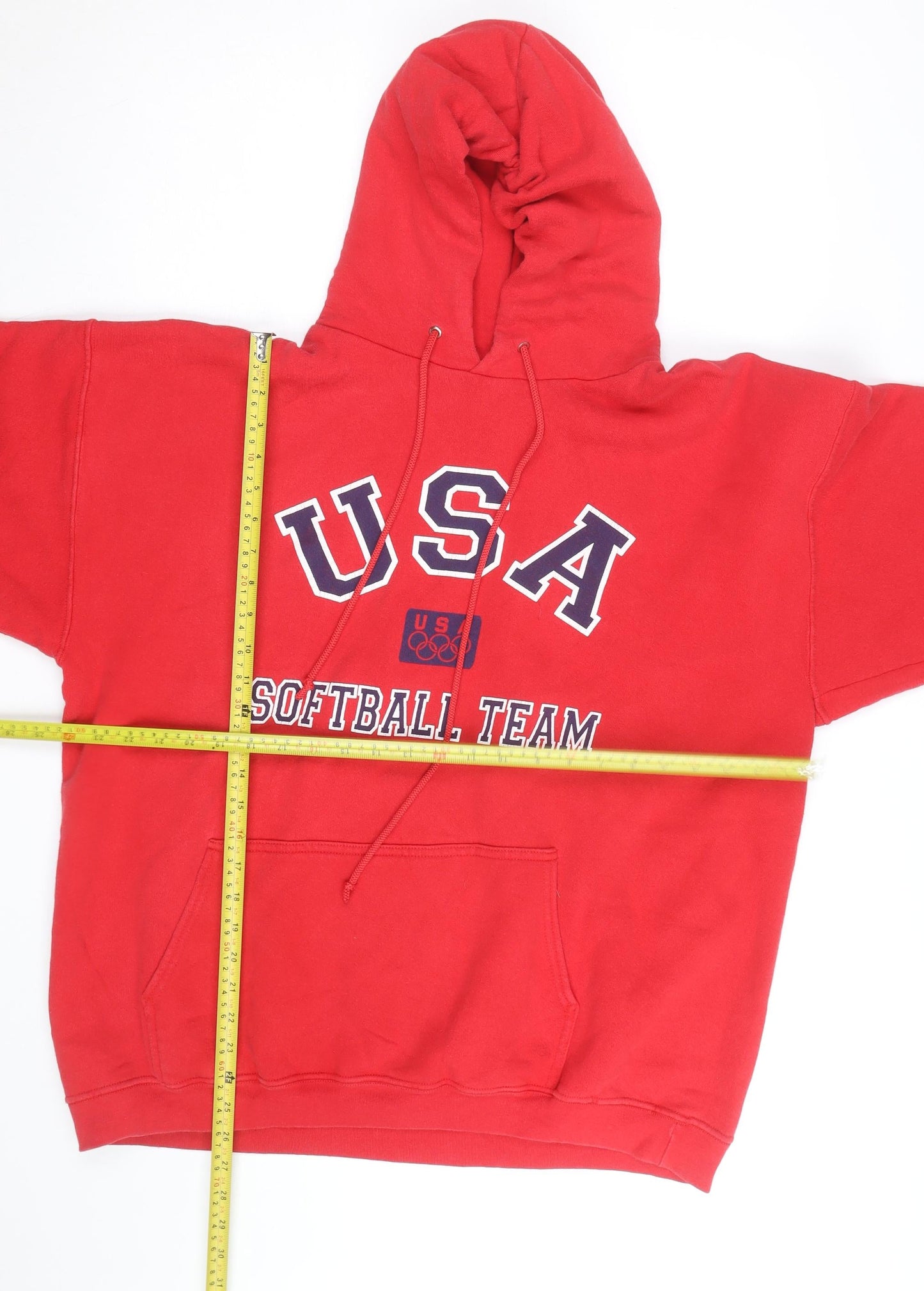 AAA USA Softball Team Red Pullover Hoodie Men XL Graphic Print