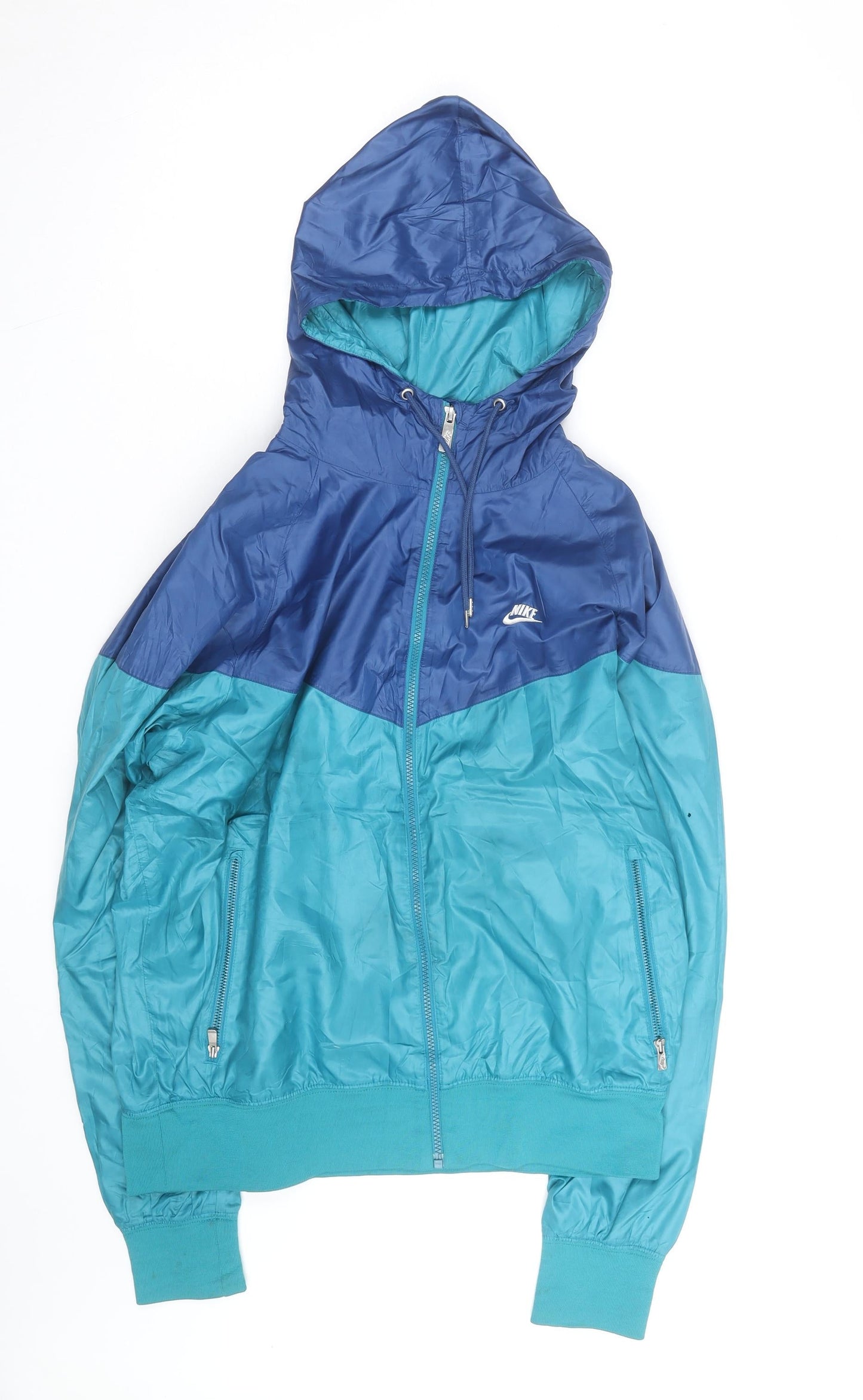 Nike Mens Blue Windbreaker Hooded Sports Jacket Size L