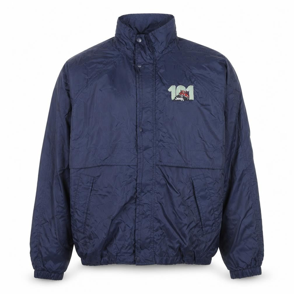Jeep Men's Blue L Windbreaker Jacket Nylon Lined Outdoor Style