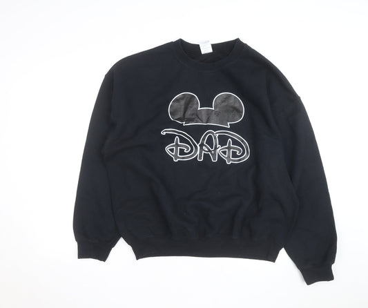 Gildan Men's Black 'Dad' Cartoon Graphic Pullover Sweatshirt XL