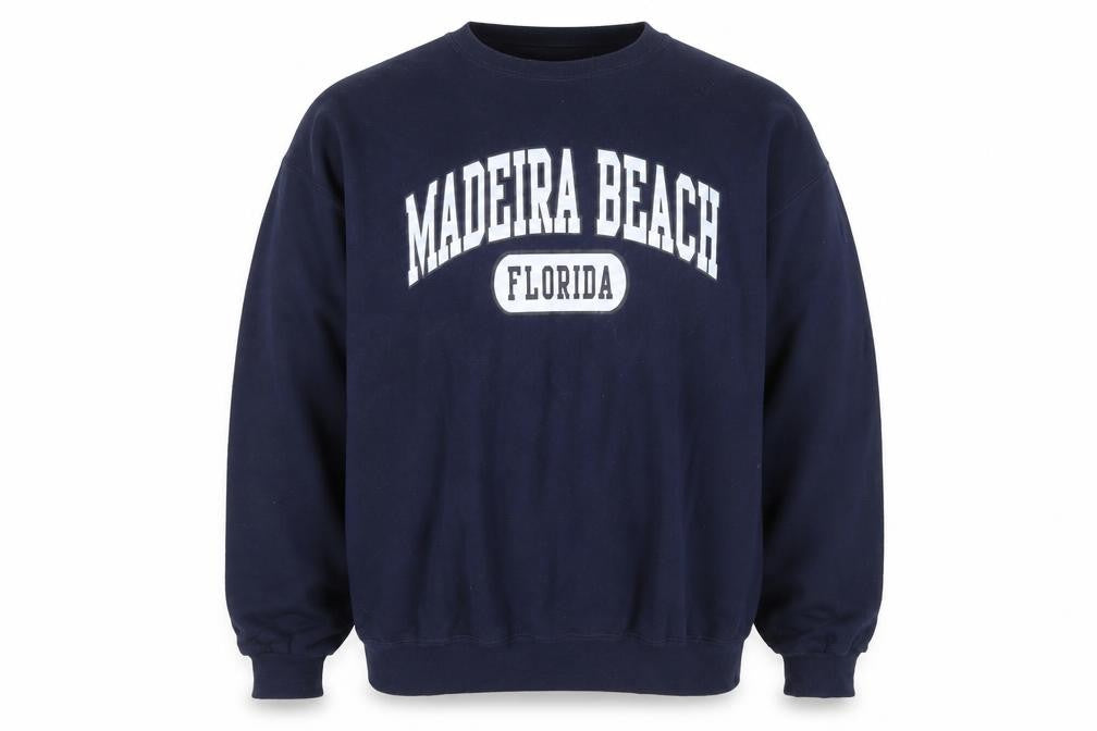 Jerzees Men's Blue Madeira Beach Florida XL Pullover Sweatshirt