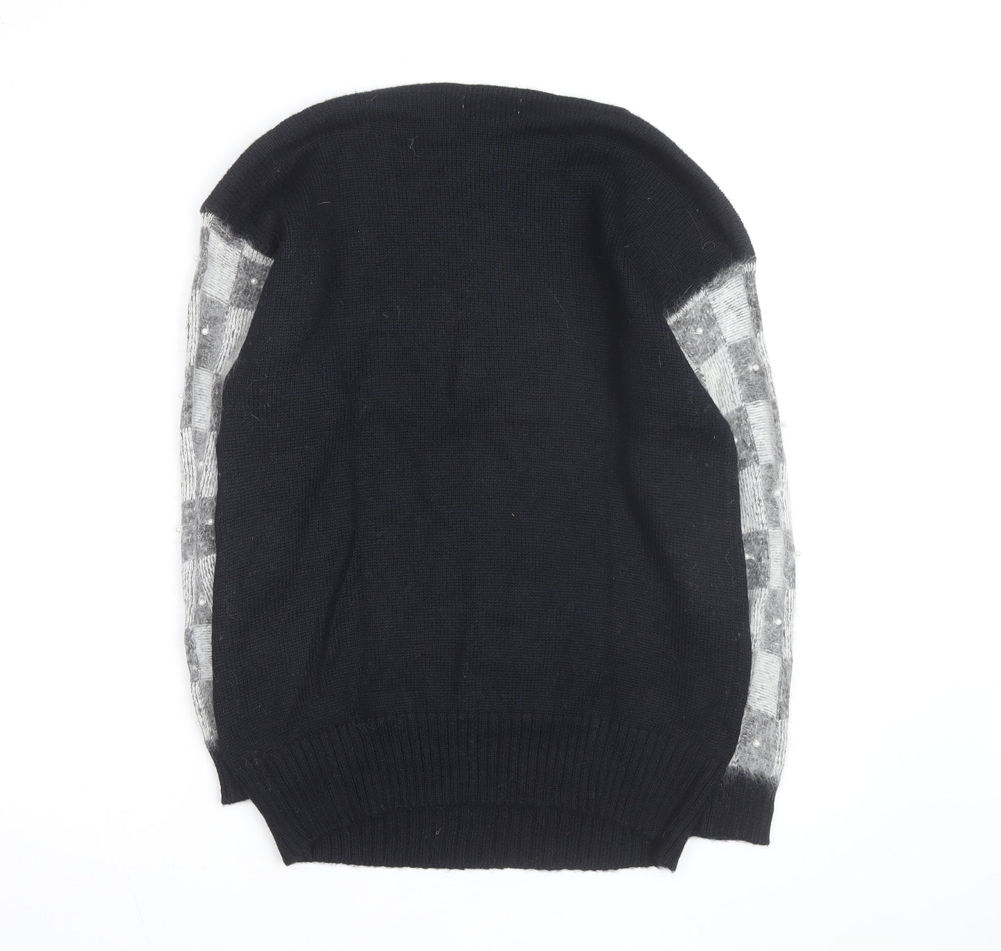 Kroshetta Womens Black Angora Blend Knit Pullover Jumper M