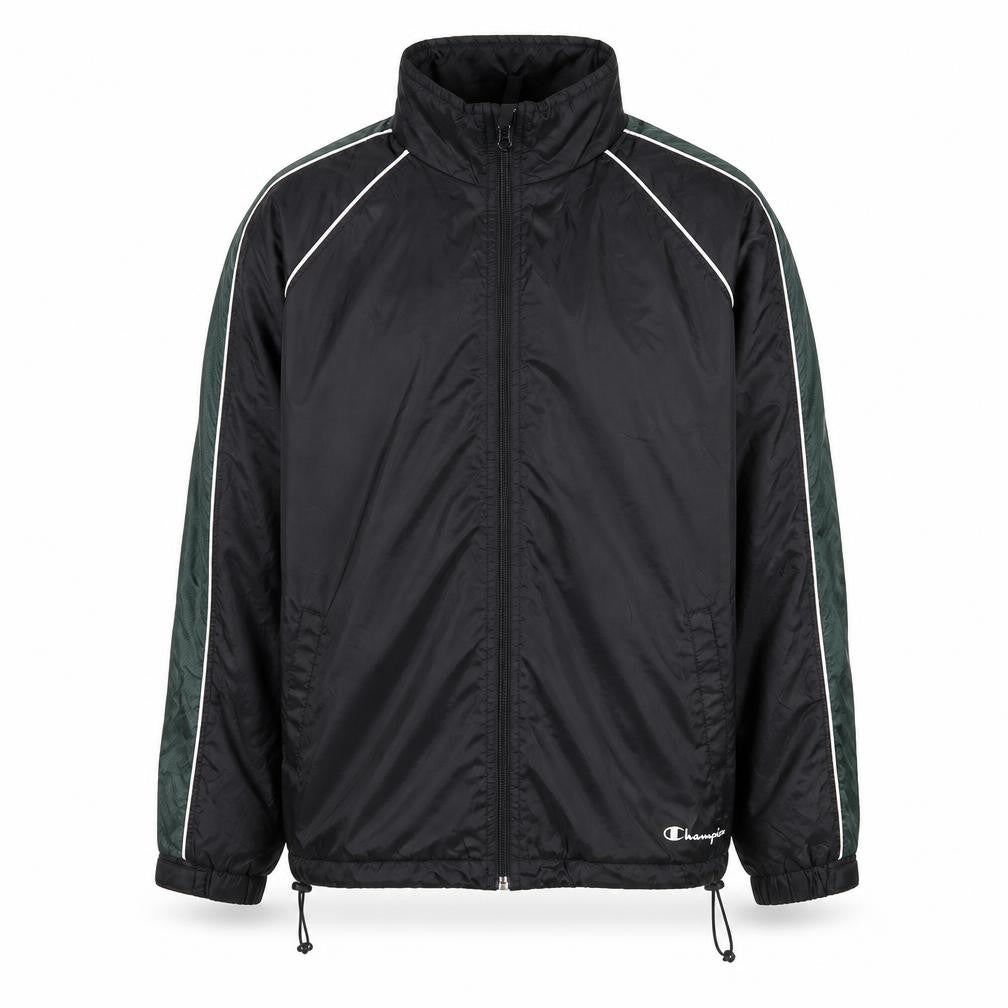 Champion Men's Black Windbreaker Jacket L Lightweight Full Zip