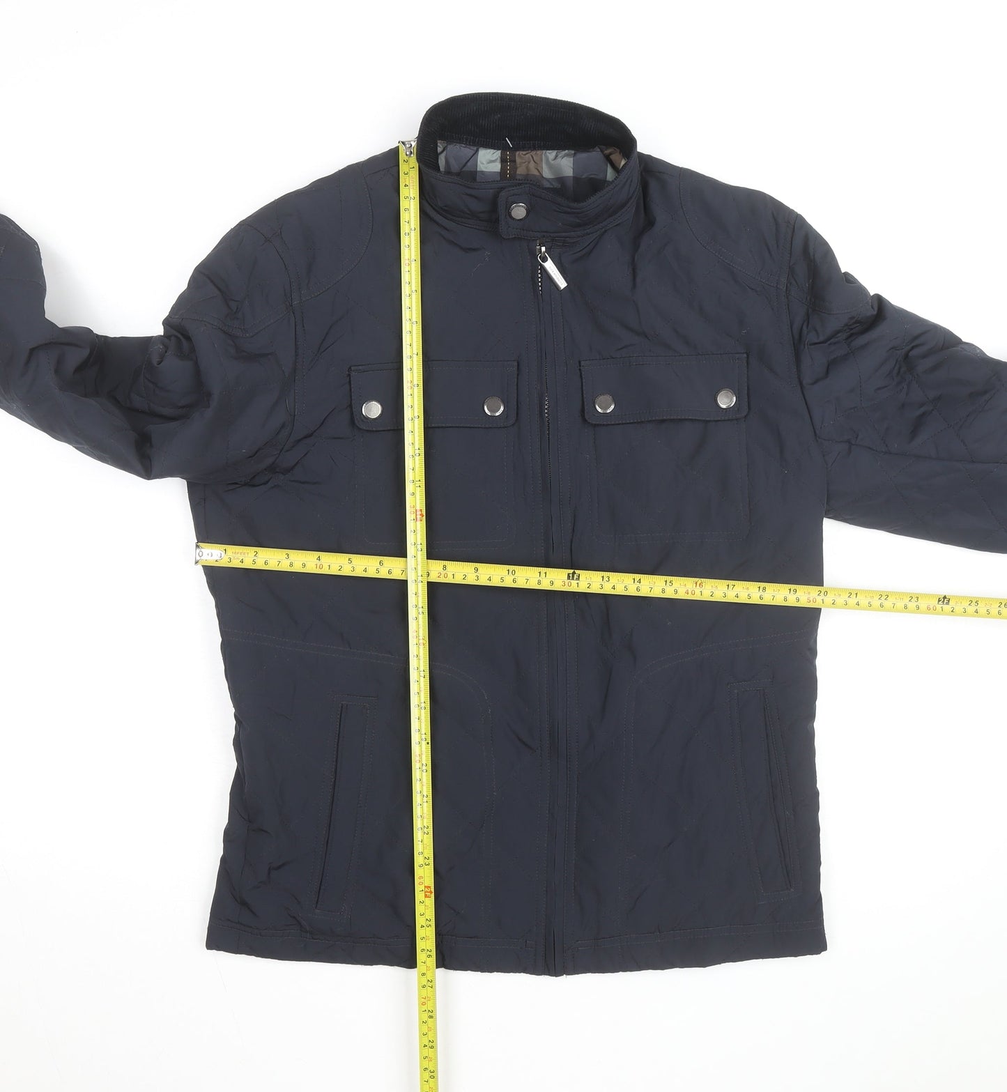 London Fog Men's Blue Quilted Mid-Length Jacket Size S