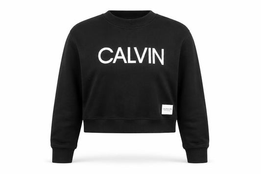 Calvin Klein Women’s Black Logo Crew Neck Pullover Sweatshirt Size M