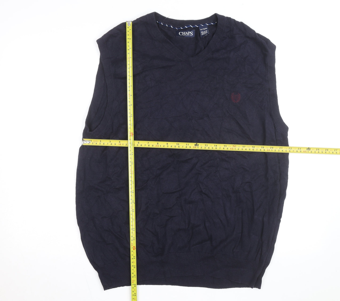 Chaps Men's Blue Cotton V-Neck Sleeveless Knit Vest XL Classic Fit