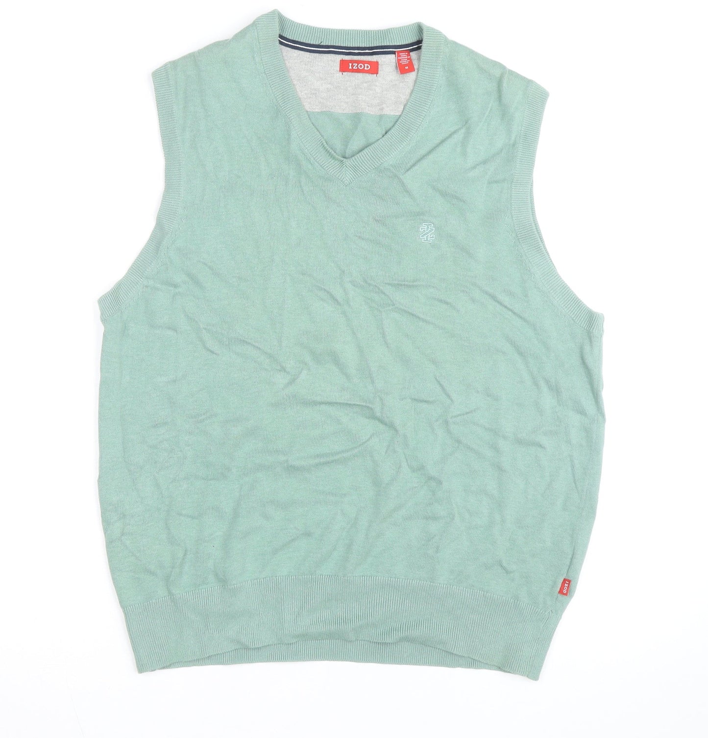 IZOD Mens Green Cotton V-Neck Sleeveless Golf Vest M