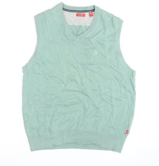 IZOD Mens Green Cotton V-Neck Sleeveless Golf Vest M