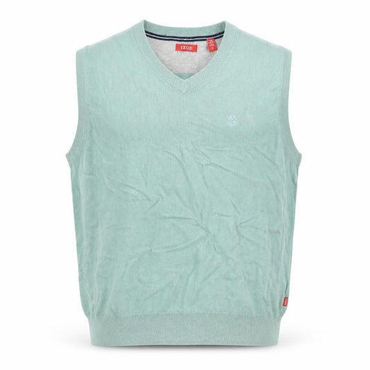 IZOD Mens Green Cotton V-Neck Sleeveless Golf Vest M
