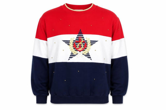 Alfred Dunner Unisex Multicoloured Nautical Graphic Pullover Sweatshirt M