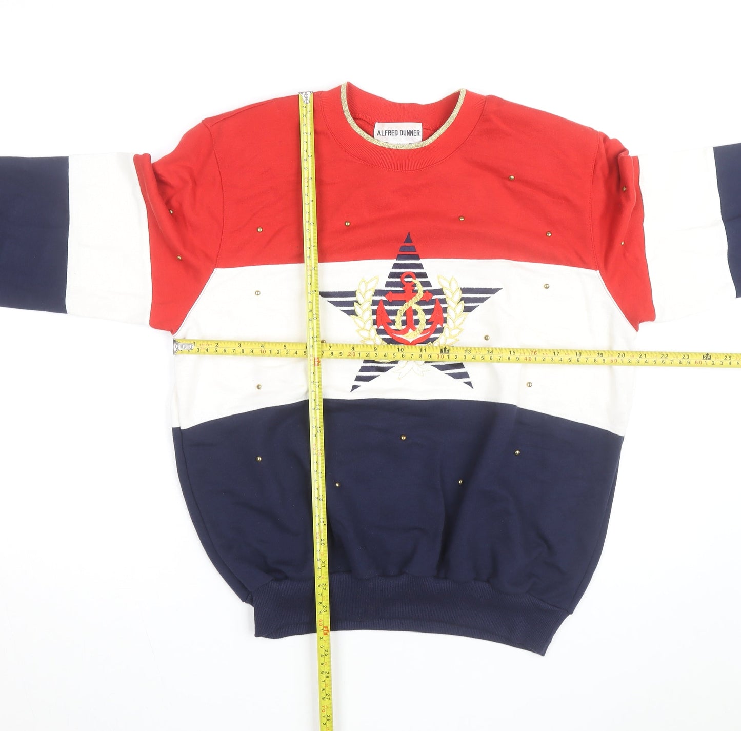 Alfred Dunner Unisex Multicoloured Nautical Graphic Pullover Sweatshirt M