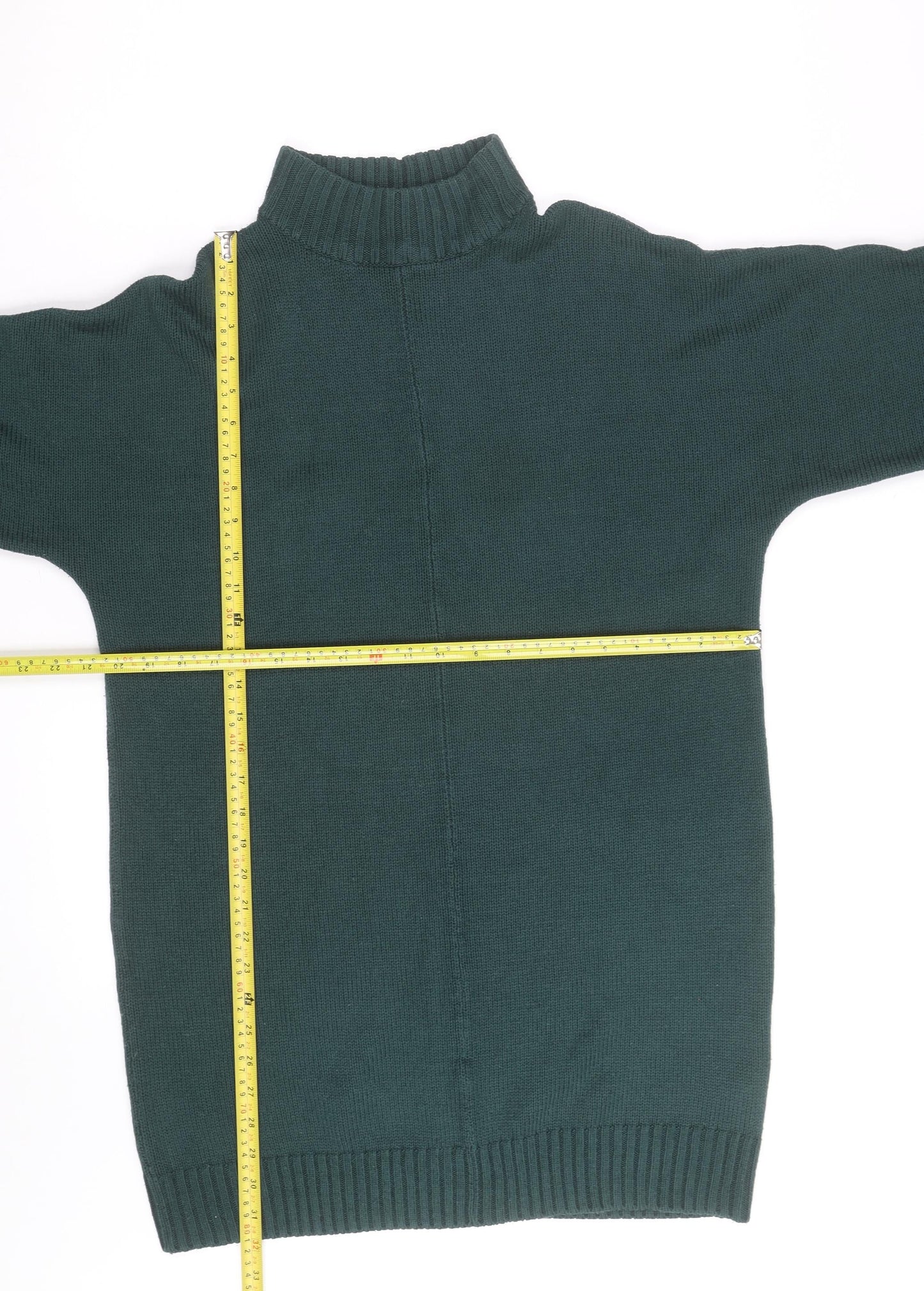 Monki Women Green Mock Neck 3/4 Sleeve Knit Pullover Jumper Size S