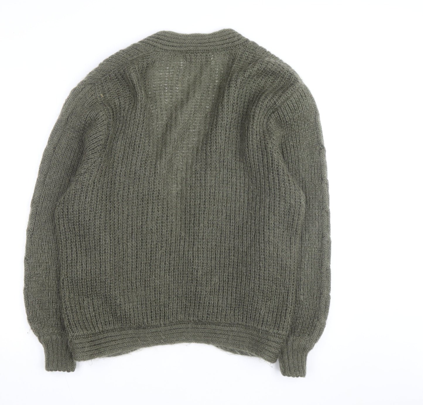 Knit One Women's Green Mohair Acrylic Chunky Knit Cardigan Size L