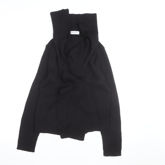 Fabrizio Women Black Ribbed Roll Neck Cardigan Jumper M