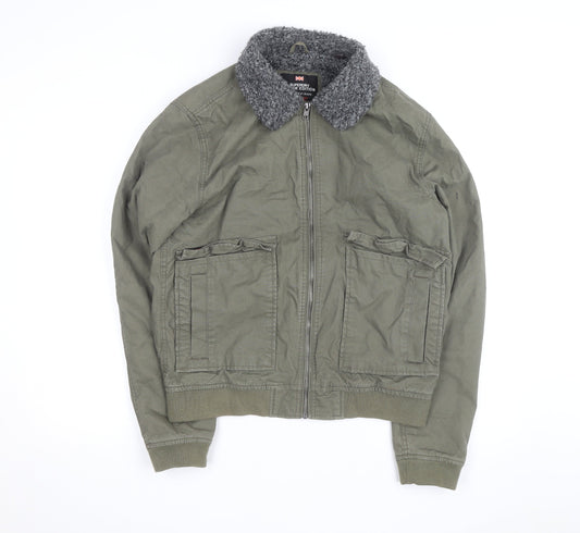 Superdry Men's Green Military Bomber Jacket Medium Sherpa Collar