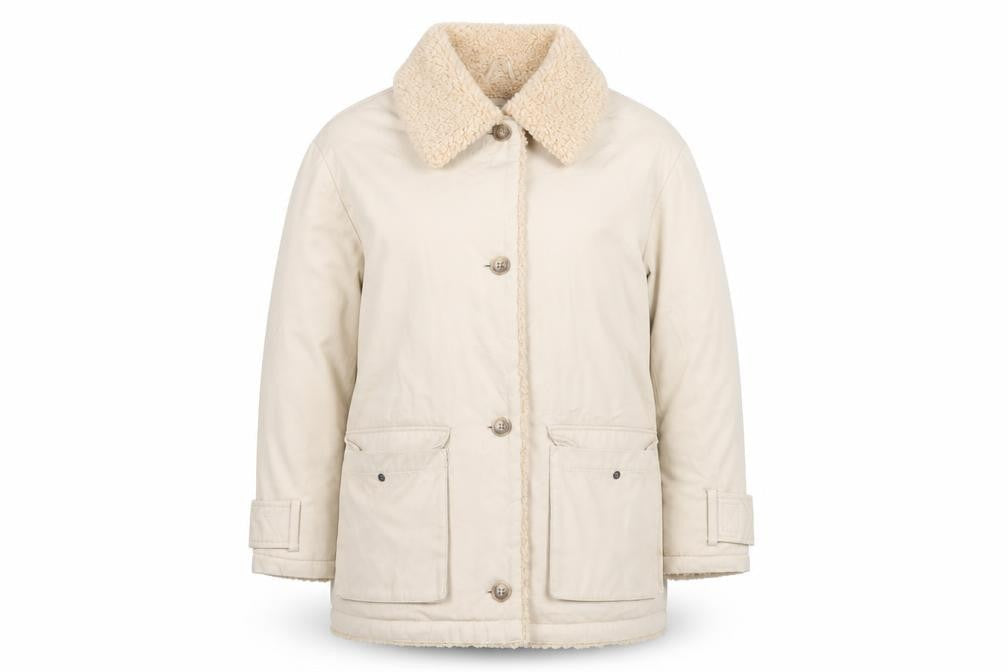 ASOS DESIGN Women's Beige Coat Size 8 Faux Fur Collar Lined Overcoat