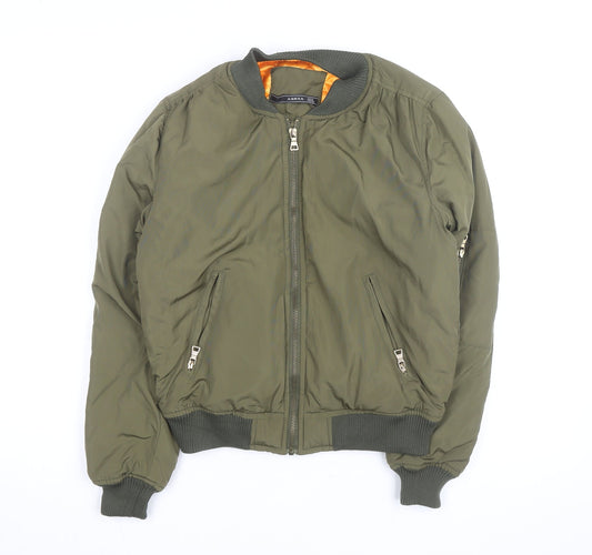 AQRXA Men's Green M Bomber Jacket Full Zip Casual Style
