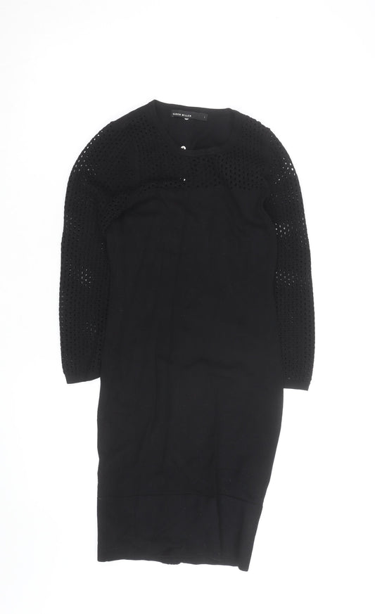 Karen Millen Women Black Knit Bodycon Dress Size S