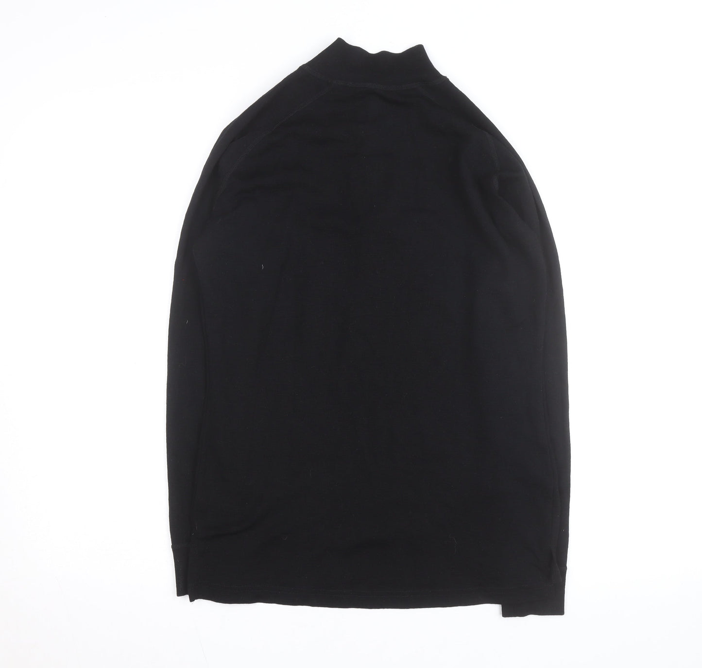 Mountain Warehouse Men’s Black Merino Wool Long Sleeve 1/4 Zip Top L