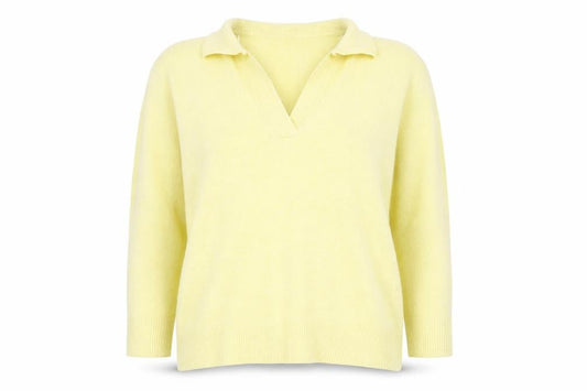 Monsoon Women Yellow Wool Blend Collared Pullover Jumper Size L
