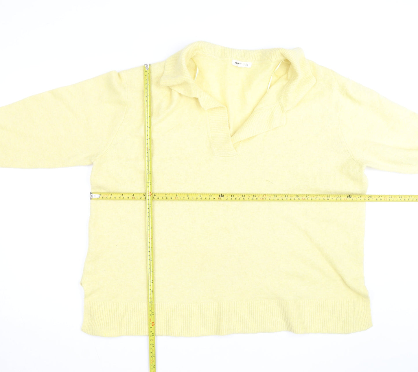 Monsoon Women Yellow Wool Blend Collared Pullover Jumper Size L