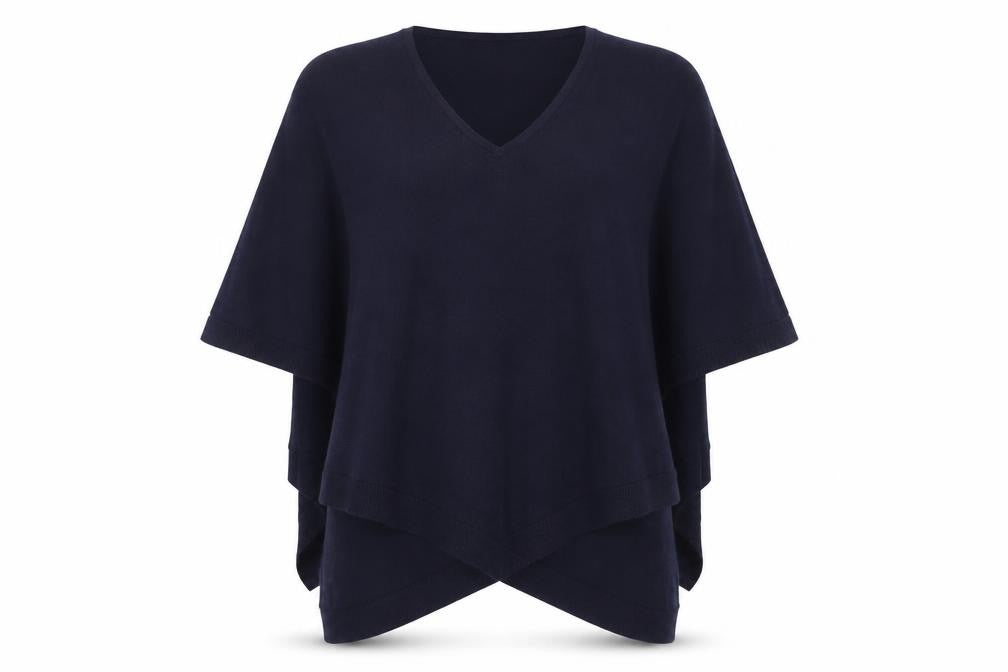 Phase Eight Women's Blue V-Neck Knit Cape Jumper Size M