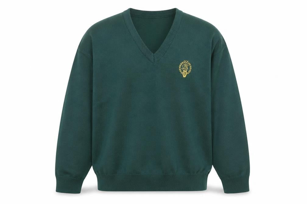 Franco Ponti Men's Green Wool V-Neck Pullover Jumper XL