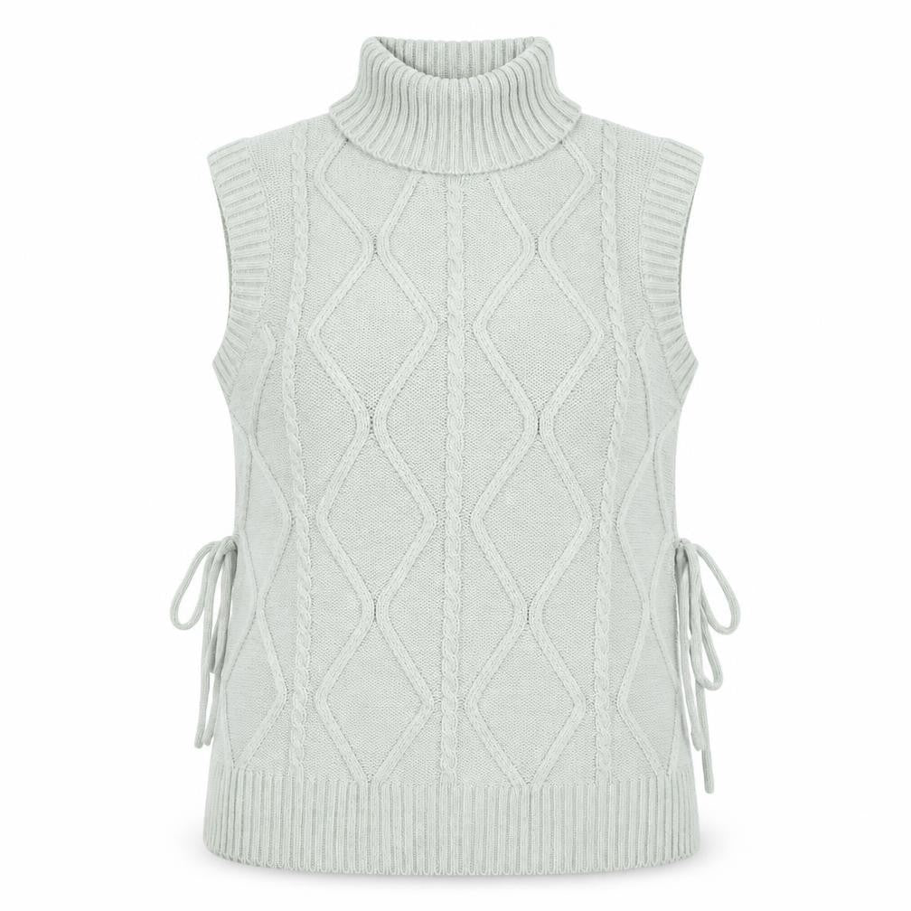 Quiz Women's Green Roll Neck Cable Knit Sleeveless Vest Jumper Size S