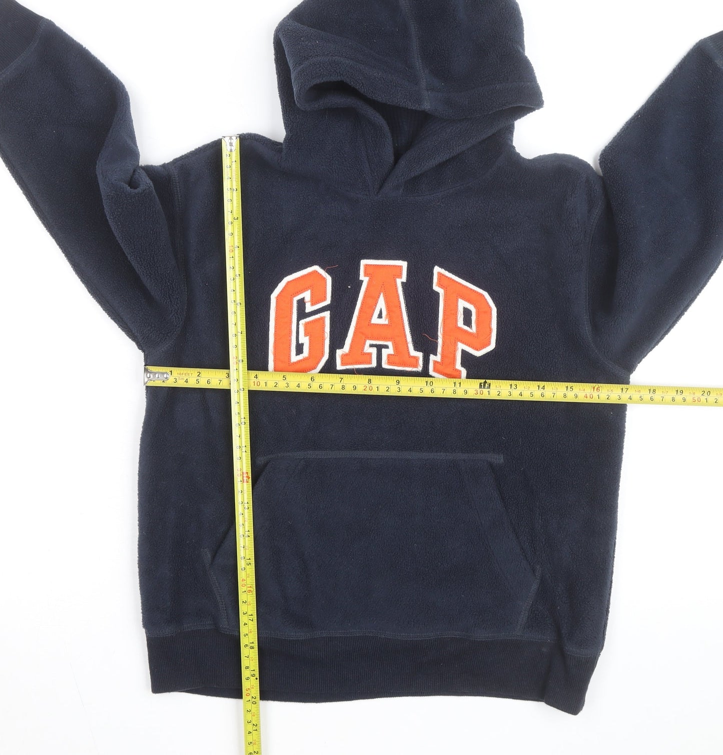 GAP Boys Navy Fleece Pullover Hoodie 6-7 Years Logo Print Warm Winter Top
