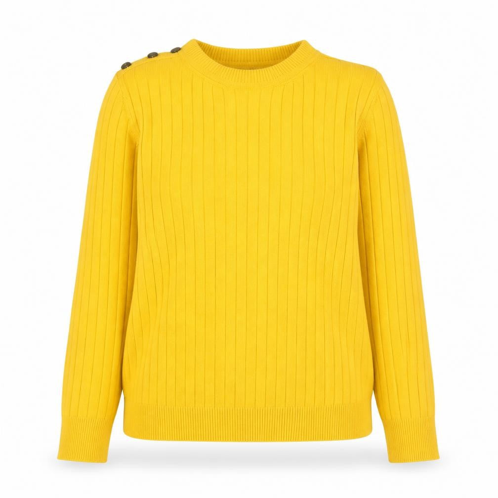 Marks & Spencer Women Yellow Ribbed Crew Neck Pullover Jumper Size 10