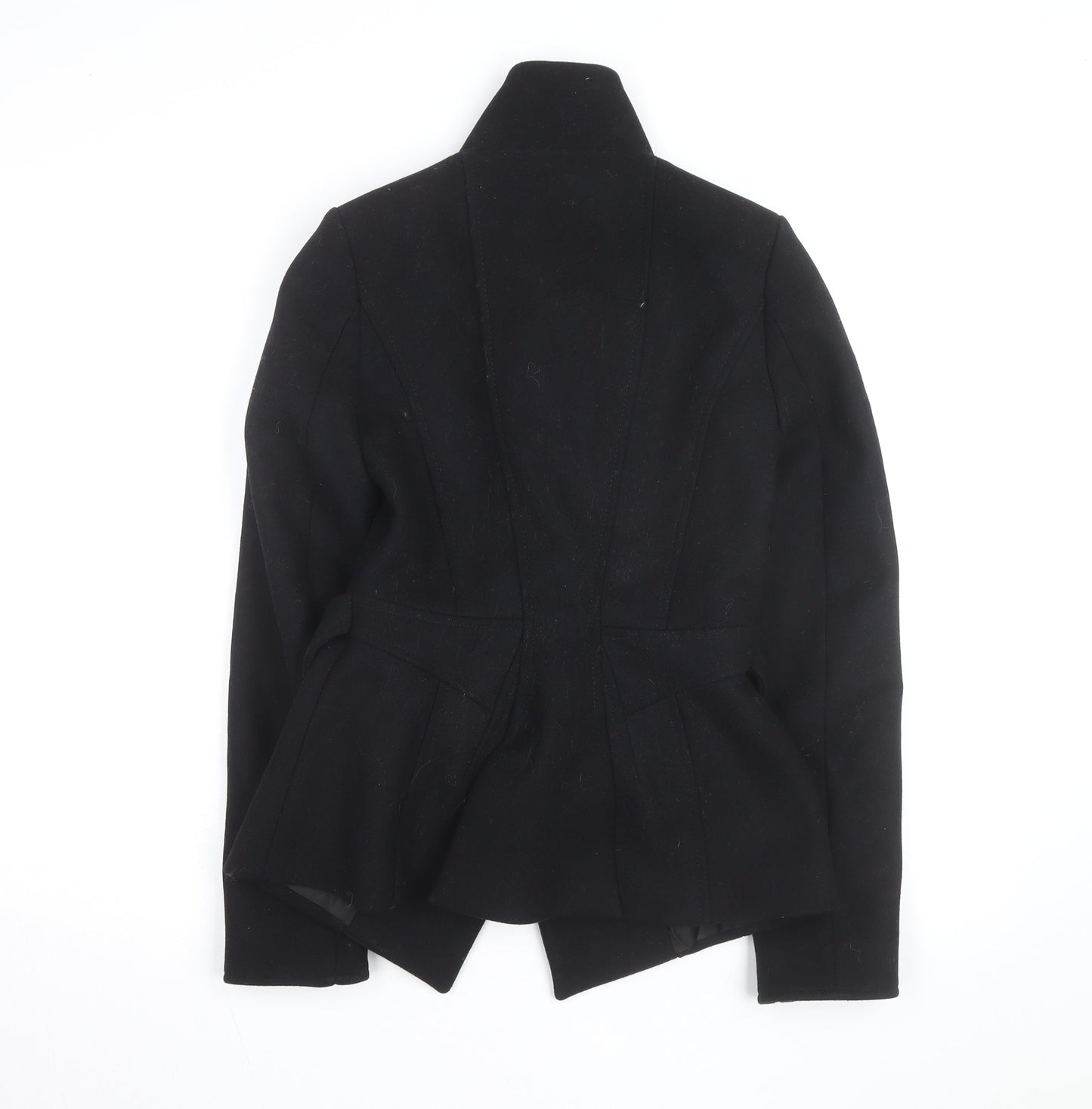 Reiss Womens Black Wool Belted Overcoat XS Slim Fit Autumn Winter