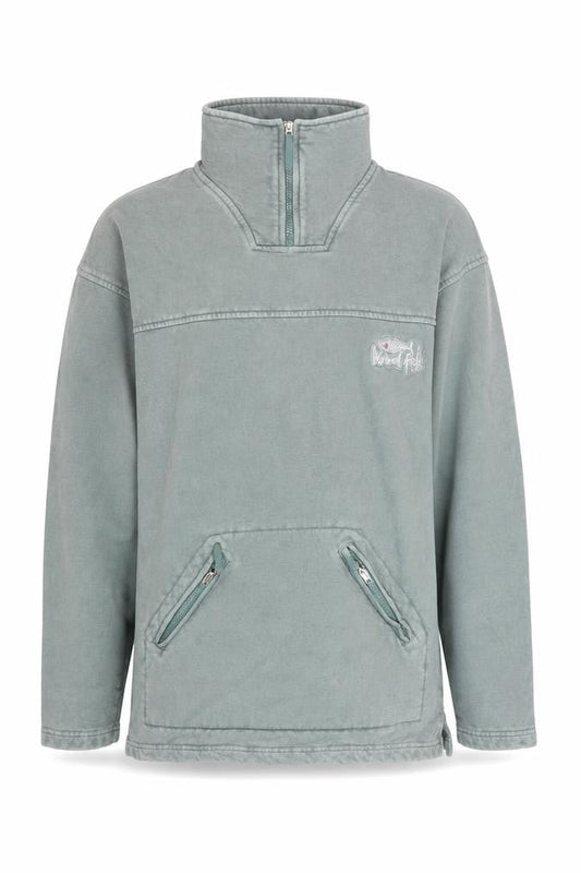Weird Fish Men’s Green 1/4 Zip Cotton Pullover Sweatshirt M