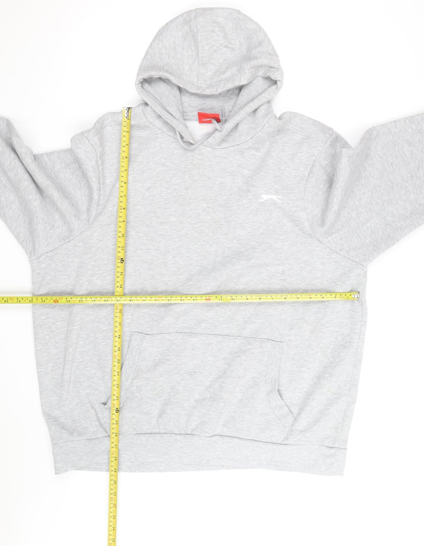 Slazenger Men's Grey 2XL Pullover Hoodie with Logo and Pocket