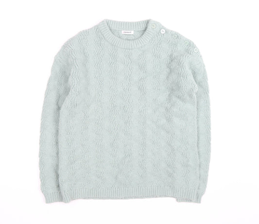 Damart Women's Mint Green Cable-Knit Crew Neck Jumper Size M