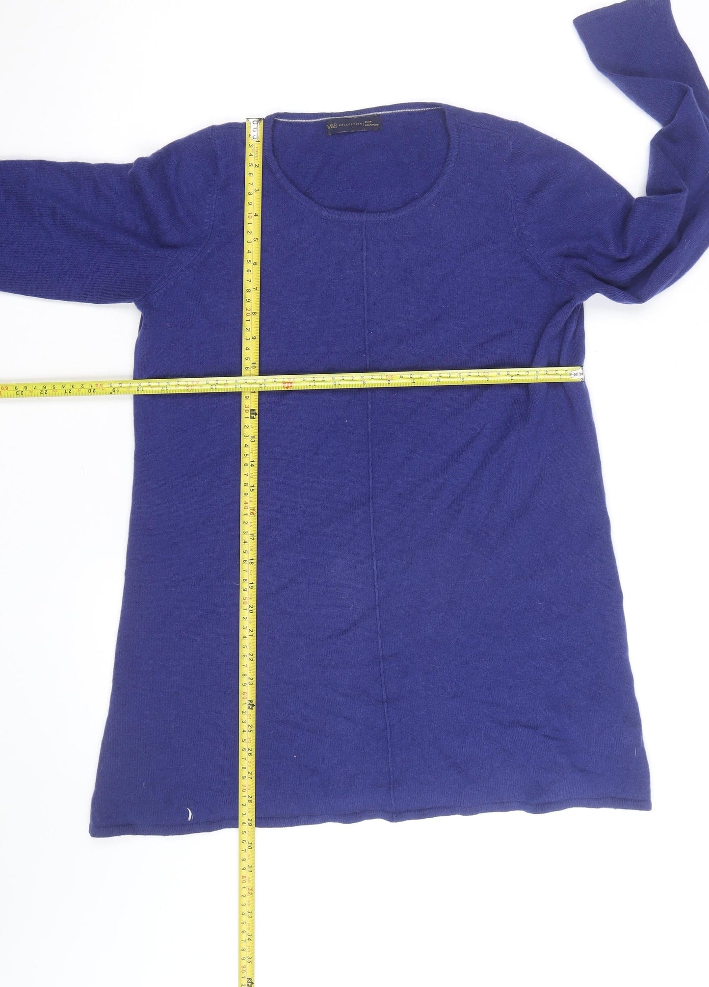 Marks and Spencer Women Blue Cashmere Jumper Size 14 Regular Fit