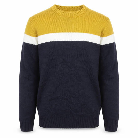 River Island Men's Blue Yellow Crew Neck Pullover Jumper XS