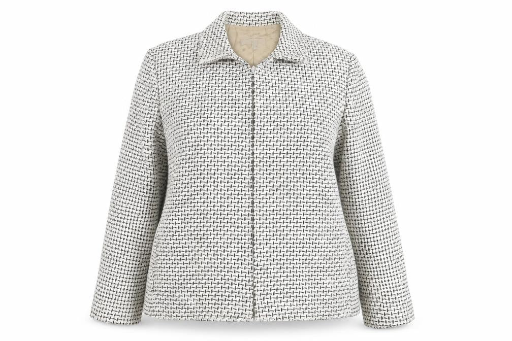 Marks & Spencer Women's Beige Tweed Zip Jacket Size 18