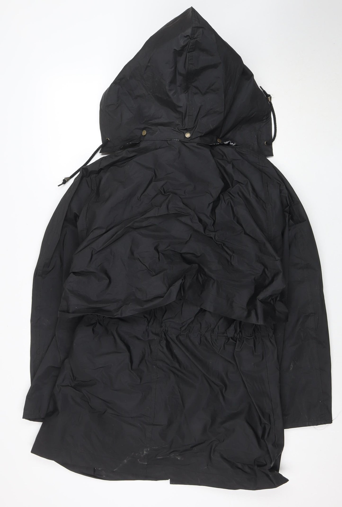 Totes Women's Black Waterproof Rain Coat M Hooded Long PVC Nylon