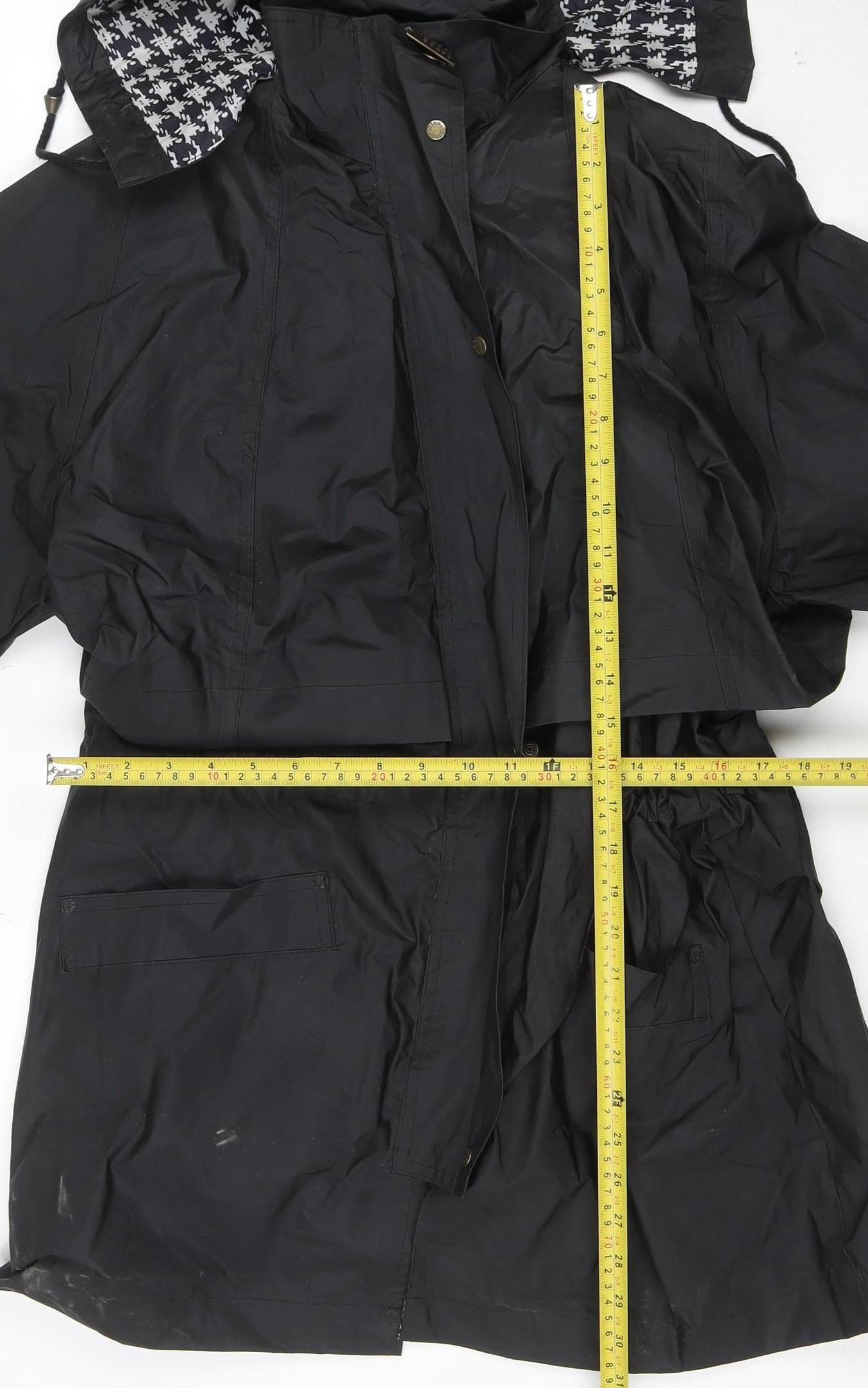 Totes Women's Black Waterproof Rain Coat M Hooded Long PVC Nylon