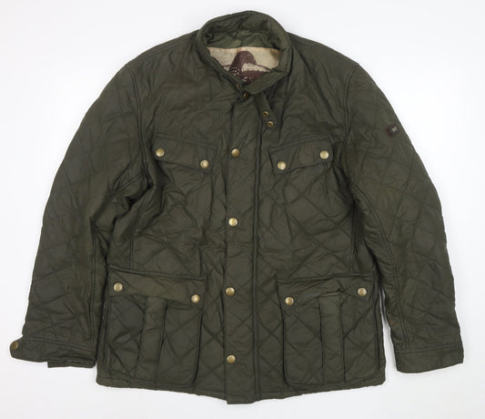Barbour Men's Green Quilted Jacket L Regular Outdoor Mid-Length