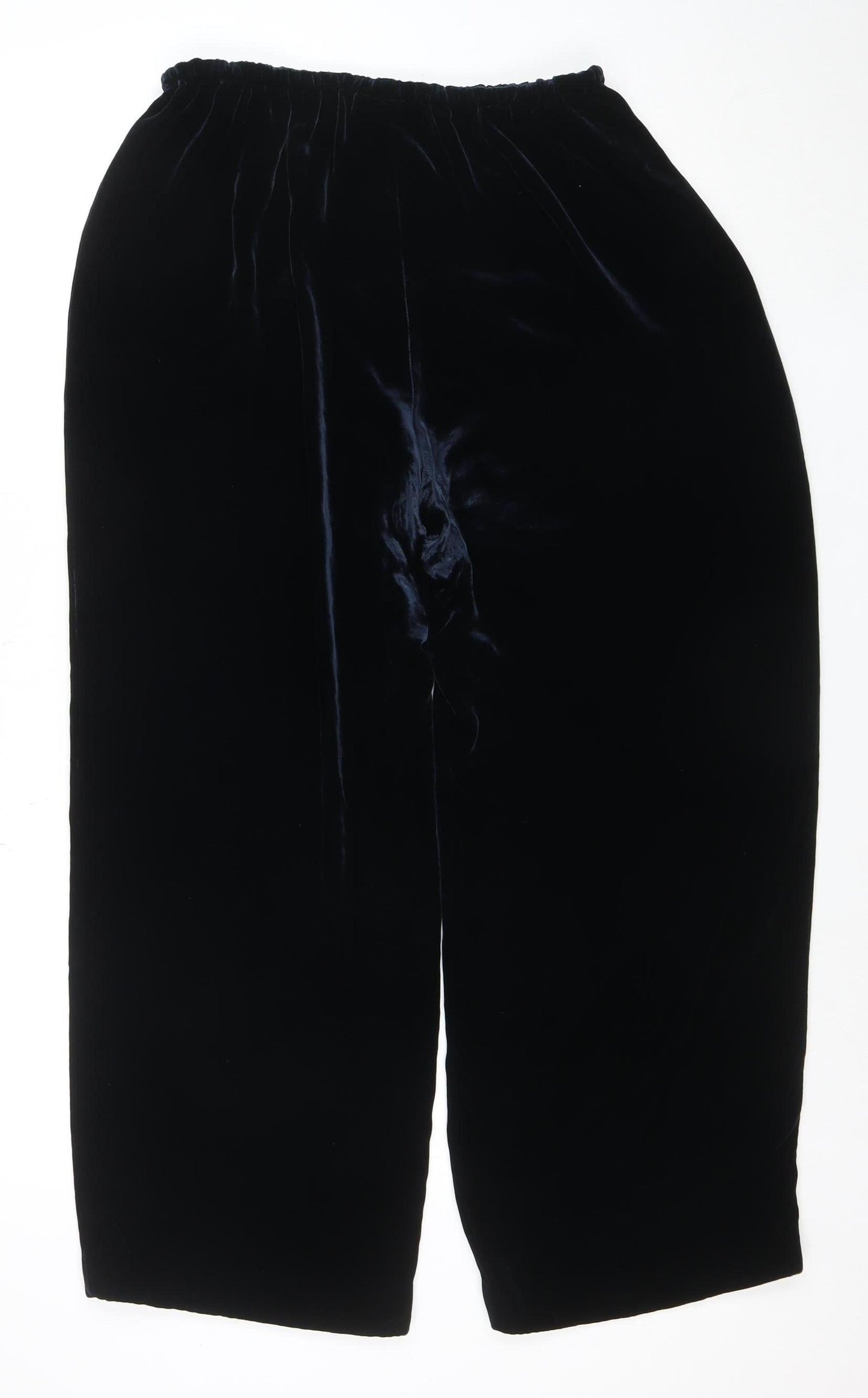 Racing Green Womens Blue Velvet Wide-Leg Trousers Size 14