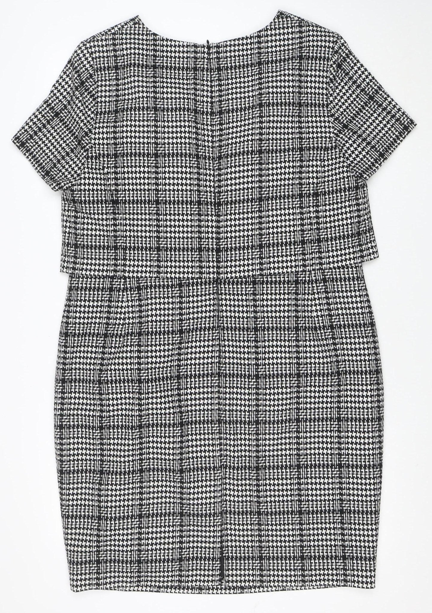 Marks and Spencer Women’s Black Check Sheath Dress Size 18 Short Sleeve Workwear