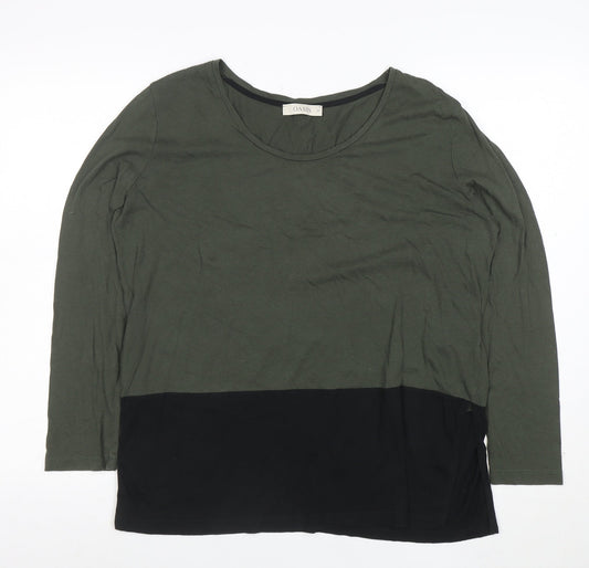 Oasis Women’s Green Colourblock Long Sleeve Jersey Top Size S