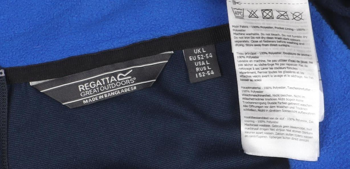 Regatta Men’s Blue Fleece Bodywarmer Waistcoat L Full Zip Outdoor Vest