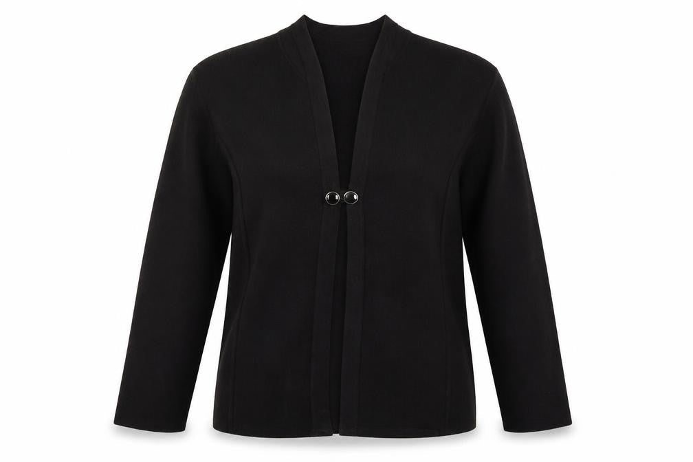 TIGI Women Black L Cardigan Long Sleeve Mock Neck Knit Jumper