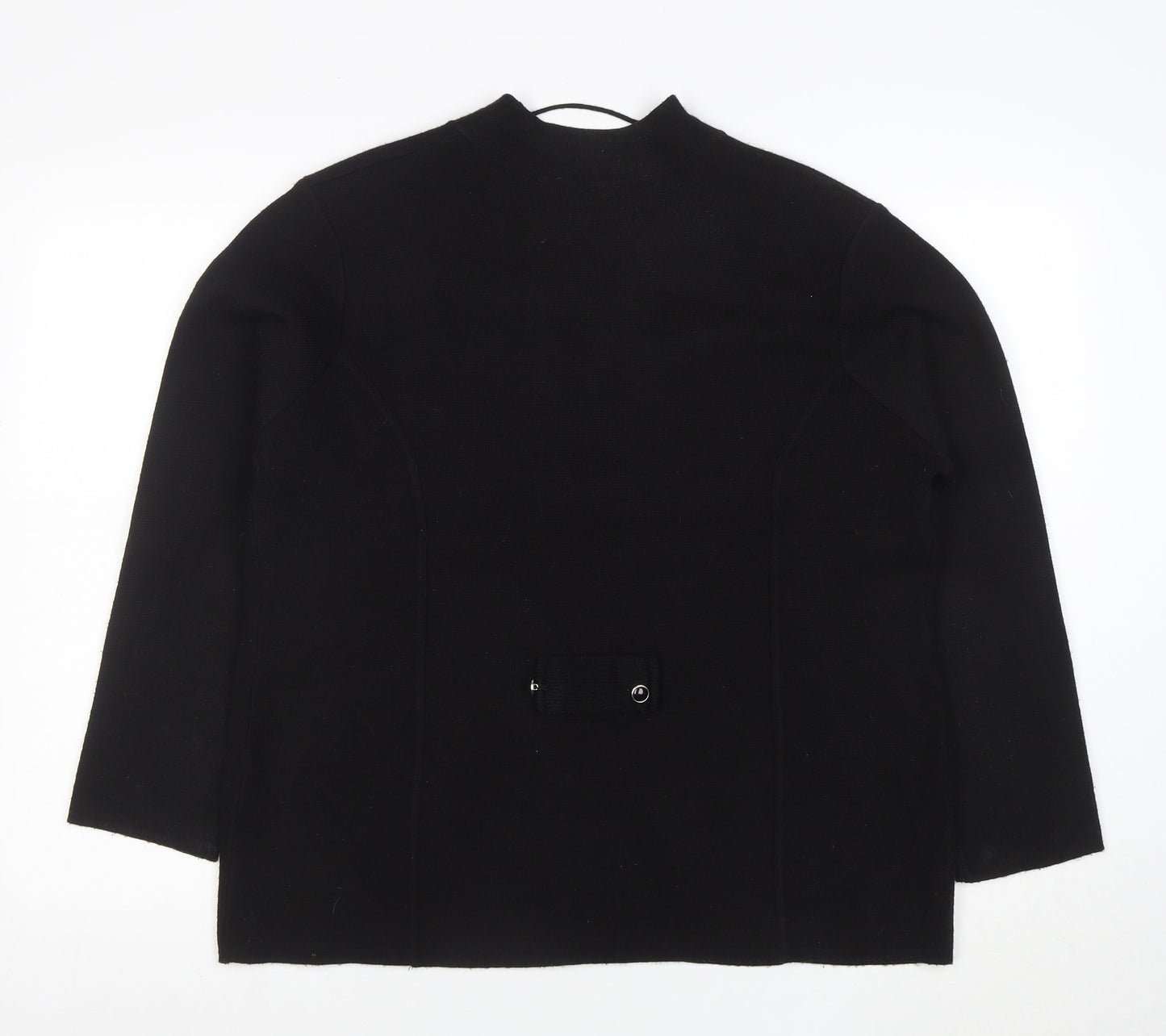 TIGI Women Black L Cardigan Long Sleeve Mock Neck Knit Jumper